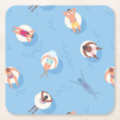 怠惰な川に浮かぶ スクエアペーパーコースター (正面)