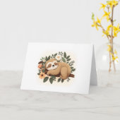 怠惰な怠け者が枝の漫画の上で眠る カード (黄色い花)