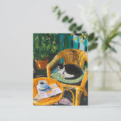 怠惰な日曜日の朝 | コージーキャット&コーヒ絵を描ーズ ポストカード (スタンド正面)