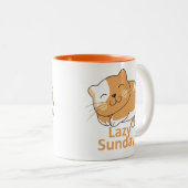 「怠惰な日曜日、幸せなハート ツートーンマグカップ (正面右)