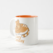 「怠惰な日曜日、幸せなハート ツートーンマグカップ (正面左)