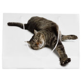 怠惰な猫ストレッチ ラージペーパーバッグ (裏面)