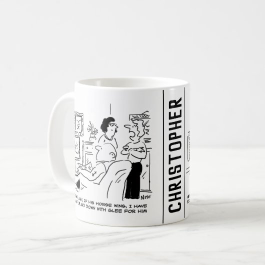 怠惰な男がテレビで競馬見る コーヒーマグカップ (正面左)