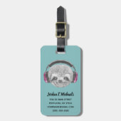 怠惰のヘッドホーンのあなたの一流の|のポートレートを加えて下さい ラゲッジタグ (正面縦)