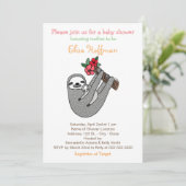 怠惰のベビーシャワーの招待状のかわいい怠惰のお母さんのベビー 招待状 (スタンド正面)