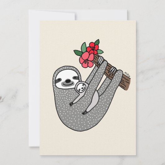 怠惰のベビーシャワーの招待状のかわいい怠惰のお母さんのベビー 招待状 (裏面)