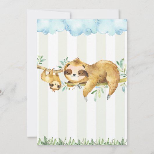 怠惰のベビーシャワーの招待状の招待 招待状 (裏面)