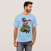 怠惰の乗馬のカメおもしろいな動物の競争 Tシャツ (正面フル)