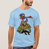 怠惰の乗馬のカメおもしろいな動物の競争 Tシャツ (正面)