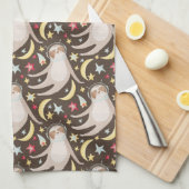 怠惰の宇宙飛行士パターン キッチンタオル (四つ折り)