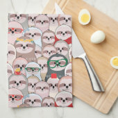 怠惰の漫画パターン キッチンタオル (四つ折り)