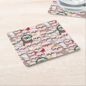 怠惰の漫画パターン スクエアペーパーコースター (アングル)