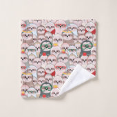 怠惰の漫画パターン バスタオルセット (ウォッシュタオル)