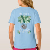 怠惰の熱帯花柄を愛するちょうど女の子 Tシャツ (裏面)