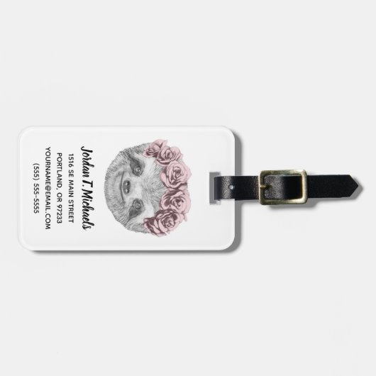 怠惰の花のリースのあなたの一流の|のポートレートを加えて下さい ラゲッジタグ (正面横)