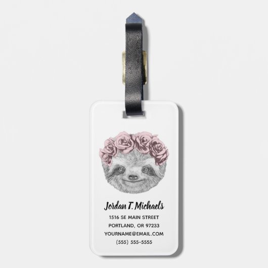 怠惰の花のリースのあなたの一流の|のポートレートを加えて下さい ラゲッジタグ (裏面縦)