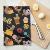 怠惰の菓子はパターンを扱います キッチンタオル (四つ折り)
