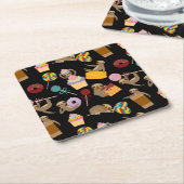 怠惰の菓子はパターンを扱います スクエアペーパーコースター (アングル)