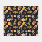 怠惰の菓子はパターンを扱います フリースブランケット (正面(横))