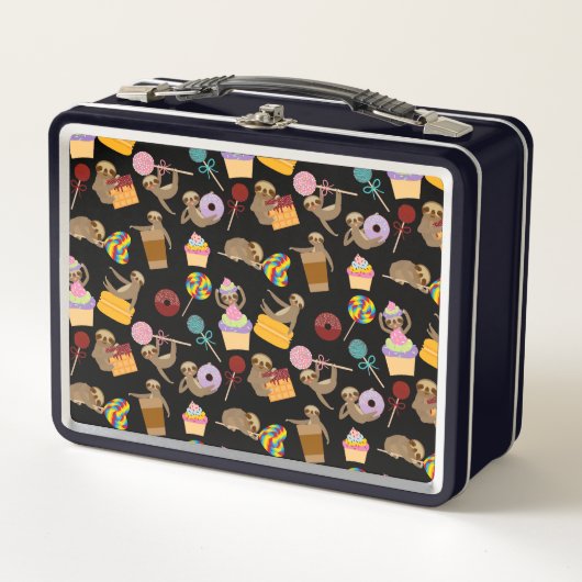 怠惰の菓子はパターンを扱います メタルランチボックス (正面)