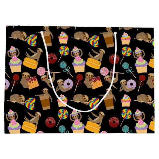 怠惰の菓子はパターンを扱います ラージペーパーバッグ (裏面)