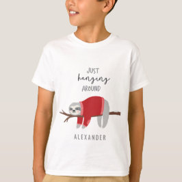 怠惰の赤のまわりでちょうどつるします Tシャツ