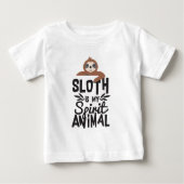 怠惰は私の精神の動物のおもしろいでかわいい引用文のTシャツです ベビーTシャツ (正面)