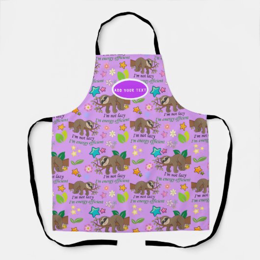 怠惰スロッスバイオレットオーキッドパープル水玉模様花 エプロン (正面)