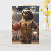 「怠惰レイアップ：ナマケモノのゲーム」誕生日カード カード (黄色い花)