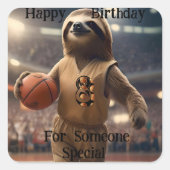 「怠惰レイアップ:ナマケモノのゲーム」誕生日 スクエアシール (正面)