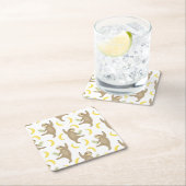 怠惰及びバナナパターン スクエアペーパーコースター (インサイチュ)