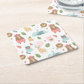 怠惰及び友人パターン スクエアペーパーコースター (アングル)