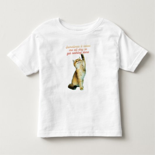 怠惰猫好きおもしろいかわいい猫 トドラーTシャツ (正面)