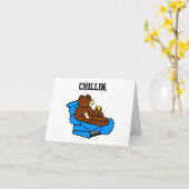 怠惰簡単チェアベアおもしろい、チリンパパ漫画 カード (黄色い花)