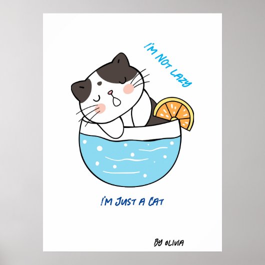 怠惰素晴らし猫皮肉ミームユーモアカスタム文字 ポスター (正面)