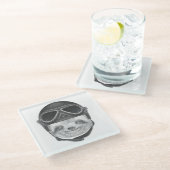 怠惰|のヴィンテージのヘルメットのポートレート ガラスコースター (アングル)