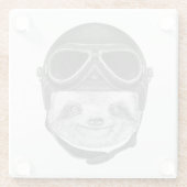 怠惰|のヴィンテージのヘルメットのポートレート ガラスコースター (裏面)