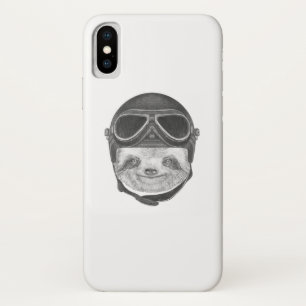 怠惰 のヴィンテージのヘルメットのポートレート iPhone X ケース
