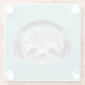 怠惰|の身に着けているヘッドホーンのポートレート ガラスコースター (裏面)