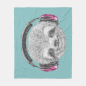 怠惰|の身に着けているヘッドホーンのポートレート フリースブランケット (正面)