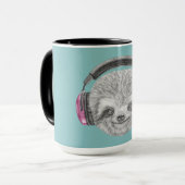 怠惰|の身に着けているヘッドホーンのポートレート マグカップ (正面左)