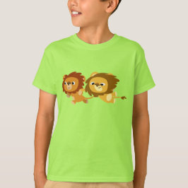 急いでいる子供たちの可愛い漫画のライオンTシャツ Tシャツ