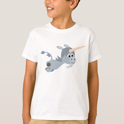 急いでいる子供のTシャツの可愛い漫画ユニコーン Tシャツ (正面)