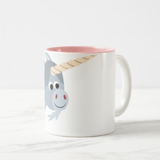 急いでマグカップに入ったかわいい漫画のユニコーン ツートーンマグカップ (正面右)
