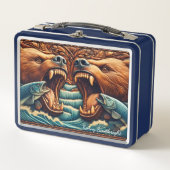 急いで急流する激しいベア狩り メタルランチボックス (正面)