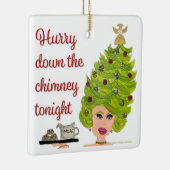 急いで煙突を降りるクリスマスヘアオーナメント セラミックオーナメント (右)