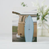 急いで行く | サーフボードフォルクスワーゲン絵を描ビーチカード (スタンド正面)