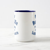 "急がせないで下さい私を、私待っていますどたん場を" ツートーンマグカップ (中央)