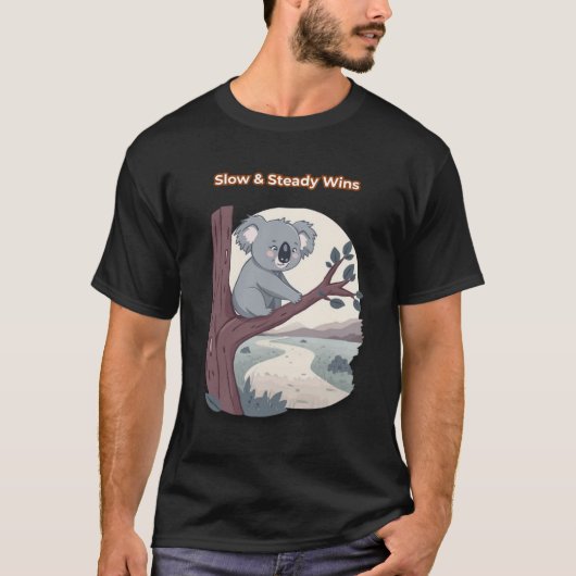 **「急がば回れ」〜やる気を出すかわいいコアラ〜** Tシャツ (正面)