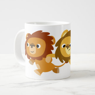 急ぎのジャンボマグカップに登場するかわいい漫画ライオン ジャンボコーヒーマグカップ